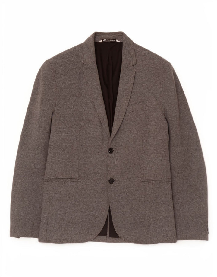 Zara Ανδρικό σακάκι blazer 2 κουμπιών UK 42 XL Gray Polyester Classic