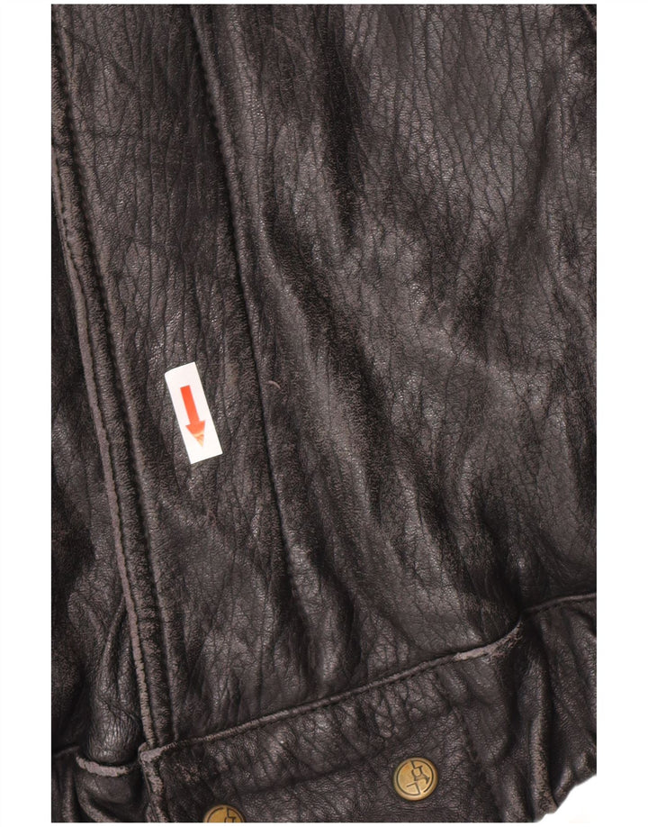 Vintage Γυναικείο Δερμάτινο Μπουφάν IT 52 2XL Μαύρο Δερμάτινο