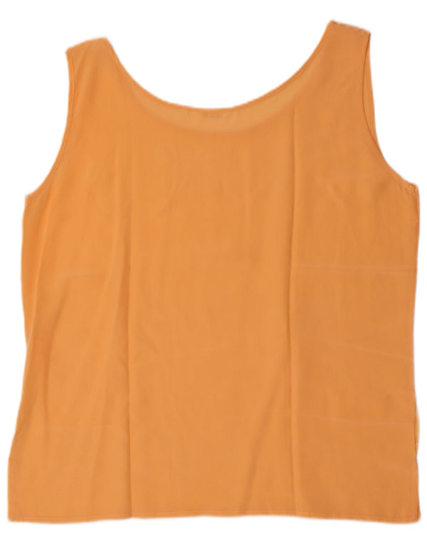 VINTAGE Womens Sleeveless Blouse Top UK 20 2XL Orange Silk