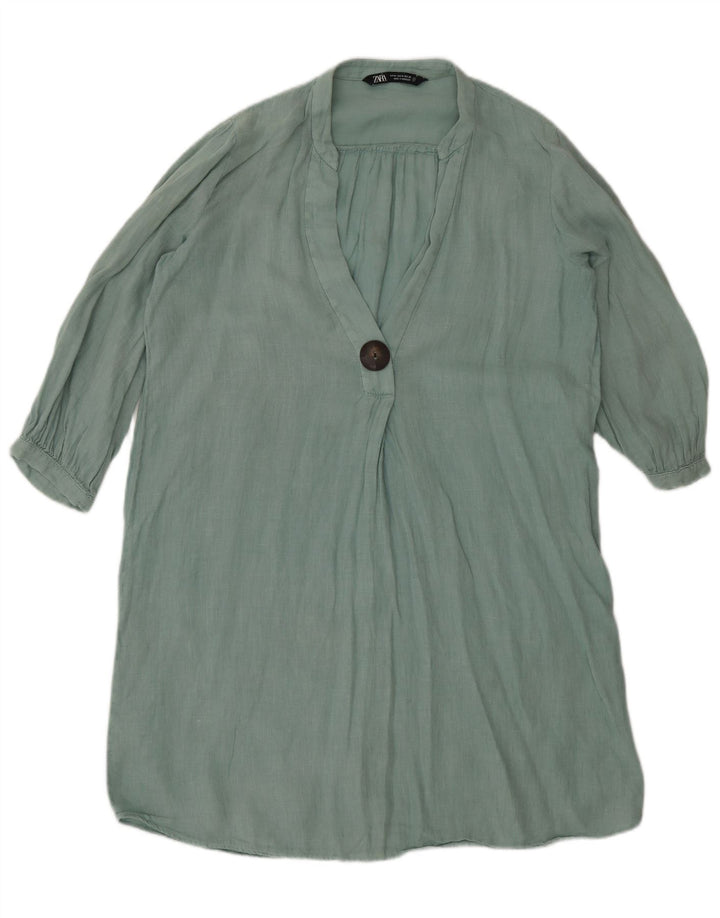 Zara Γυναικείο φόρεμα 3/4 Sleeve Shift UK 14 Medium Green