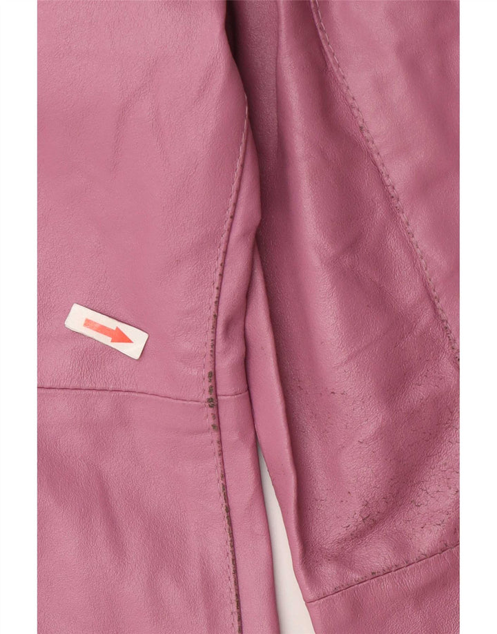 Vintage γυναικείο δερμάτινο παλτό UK 12 Medium Pink