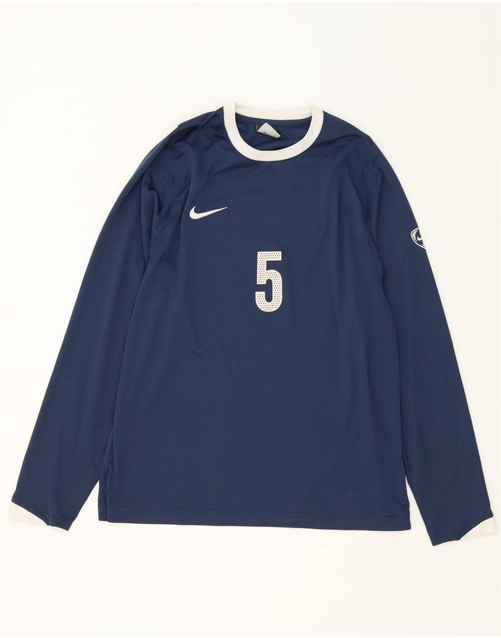 Ανδρικό γραφικό μπλουζάκι Nike μακρυμάνικο UK 39/41 Μεσαίο μπλε ναυτικό πολυεστέρας