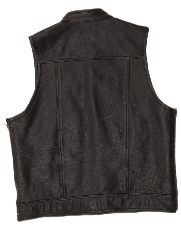 MDM Mens Leather Gilet UK 40 Large Black Leather