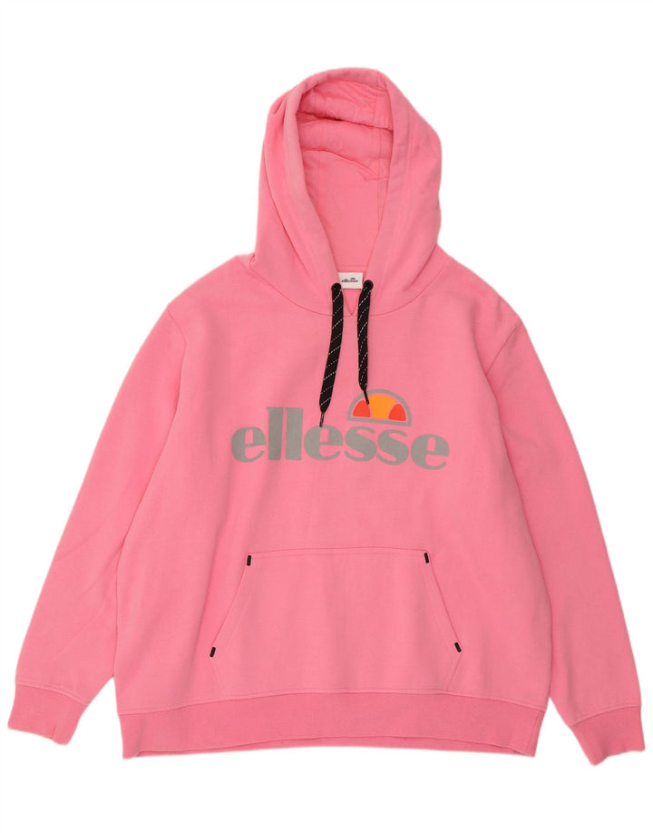 ELLESSE Γυναικεία γραφικά υπερμεγέθη κουκούλα UK 22 3XL Ροζ βαμβακερό