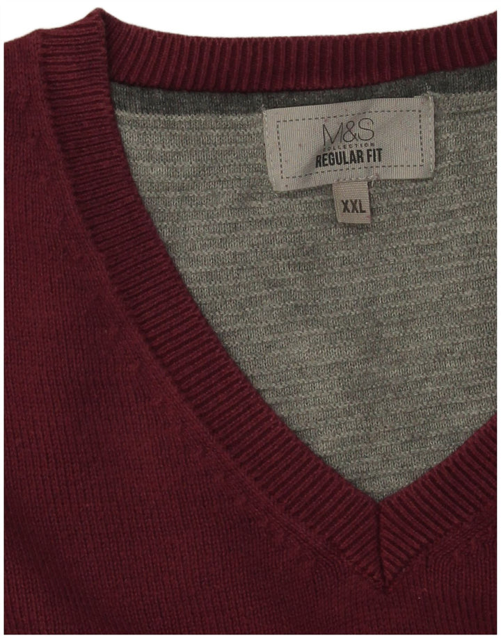 Marks & Spencer Ανδρικό πουλόβερ με κανονική εφαρμογή V-λαιμόκοψη 2XL βαμβακερό βαμβακερό