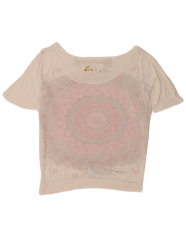 Γυναικείο γραφικό μπλουζάκι Desigual Top UK 14 Medium White Floral Modern