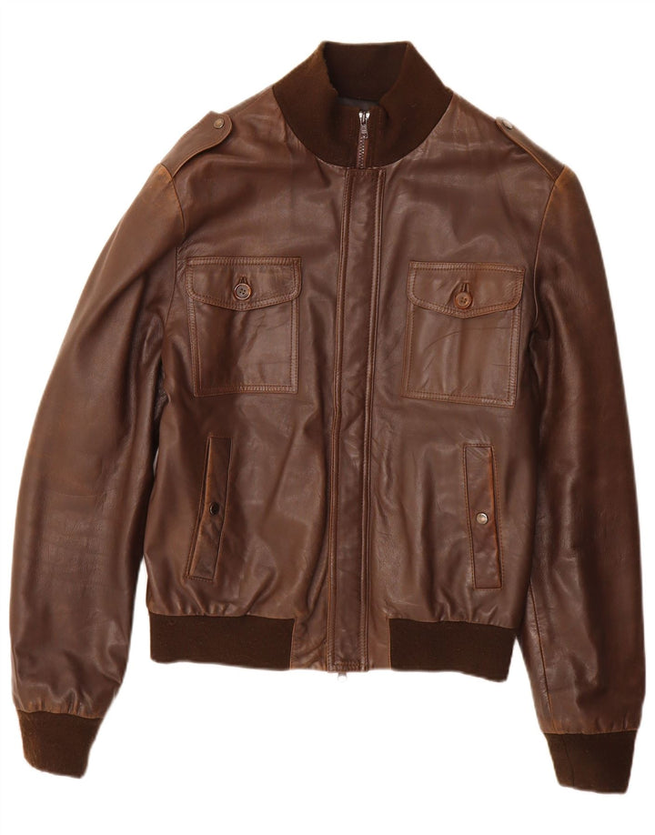 Vintage Ανδρικό Military Δερμάτινο Μπουφάν IT 50 Large Brown Δερμάτινο