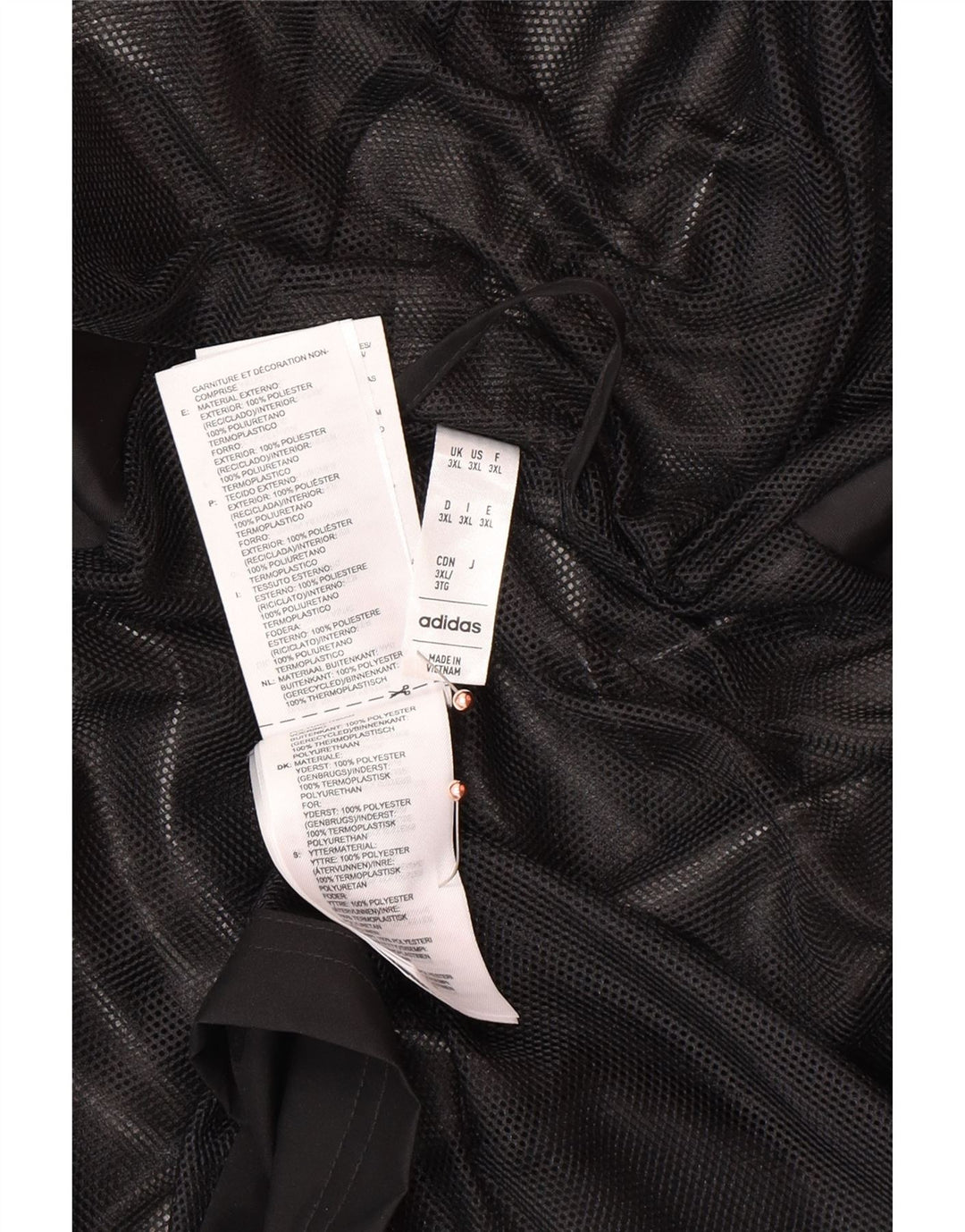 Ανδρικό μπουφάν βροχής με κουκούλα ADIDAS 46 3XL μαύρο πολυεστέρα