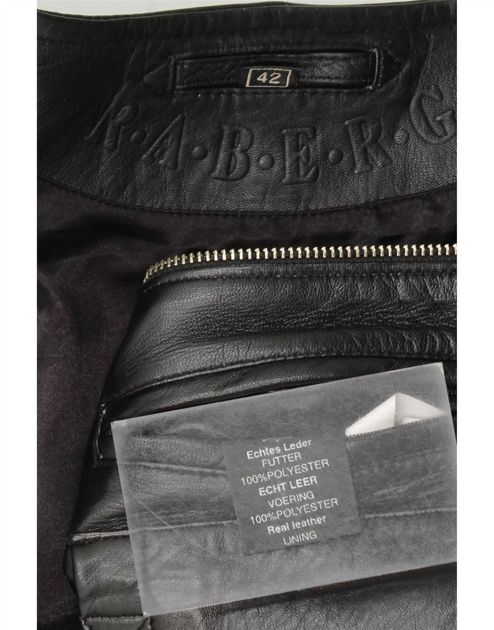 RABERG Γυναικείο Crop Δερμάτινο Μπουφάν EU 42 Μεγάλο Δερμάτινο Μαύρο