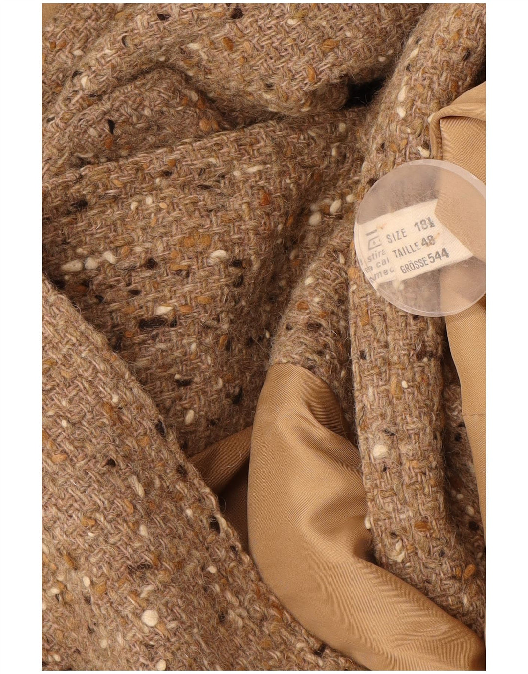 Vintage γυναικείο παλτό με διπλό στήθος UK 18 XL σε μπεζ φλεκές