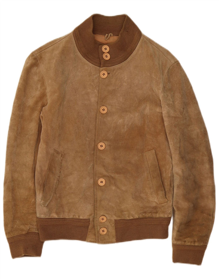 Vintage Ανδρικό Suede Bomber Jacket IT 46 Small Beige