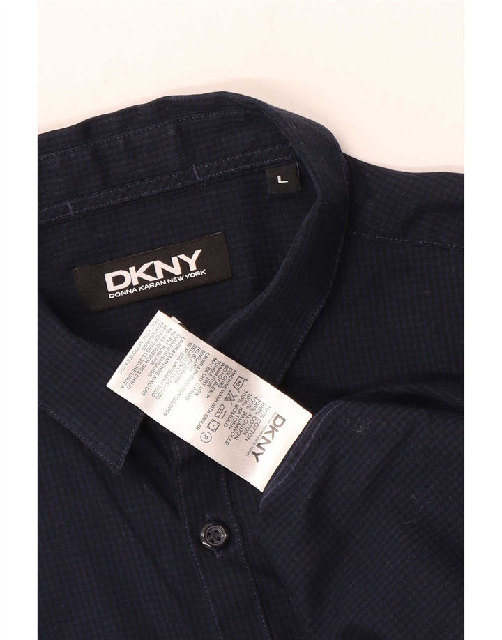 Ανδρικό πουκάμισο Dkny Μεγάλο Navy Blue Gingham Cotton