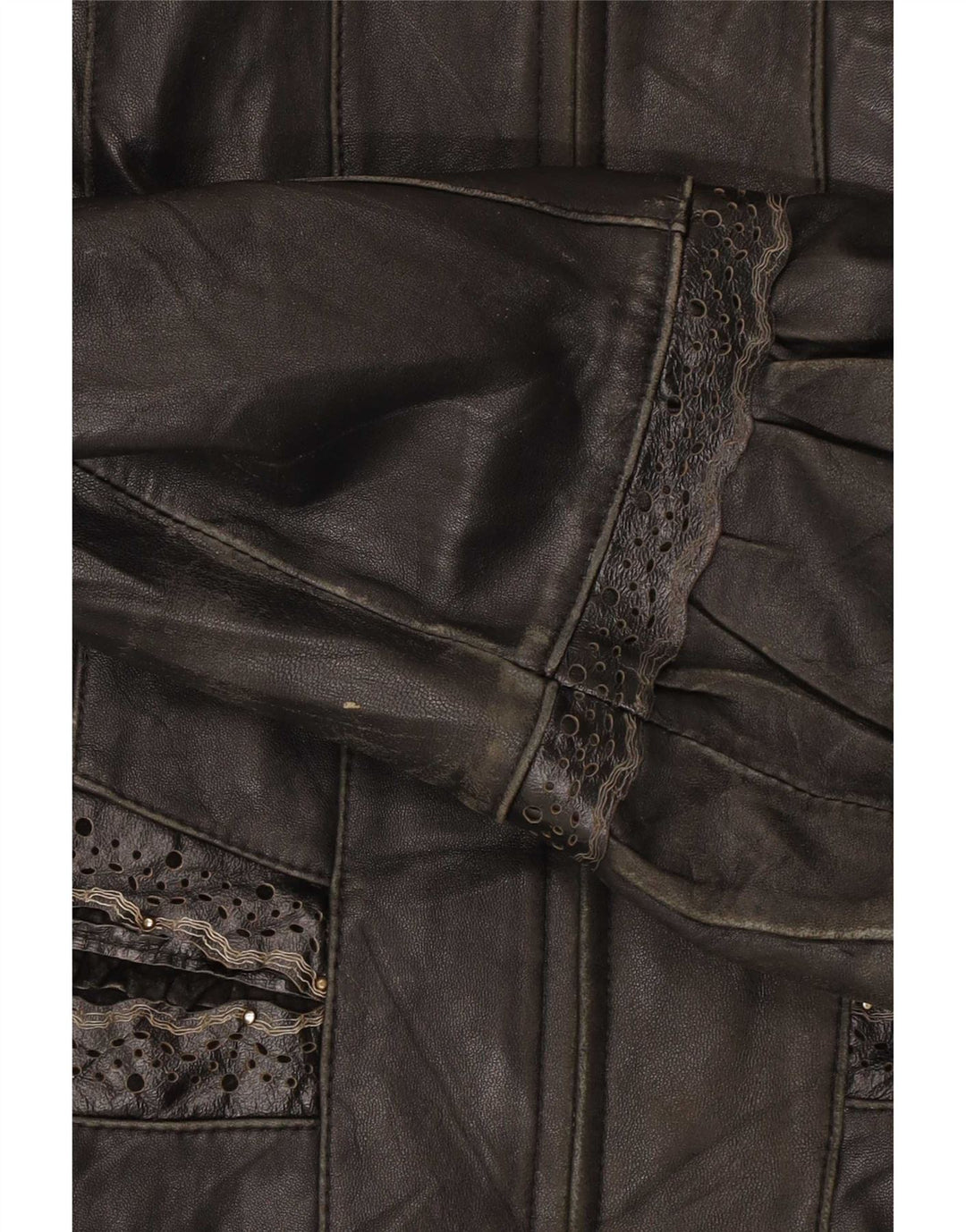 Vintage Γυναικείο Δερμάτινο Μπουφάν UK 12 Medium Μαύρο