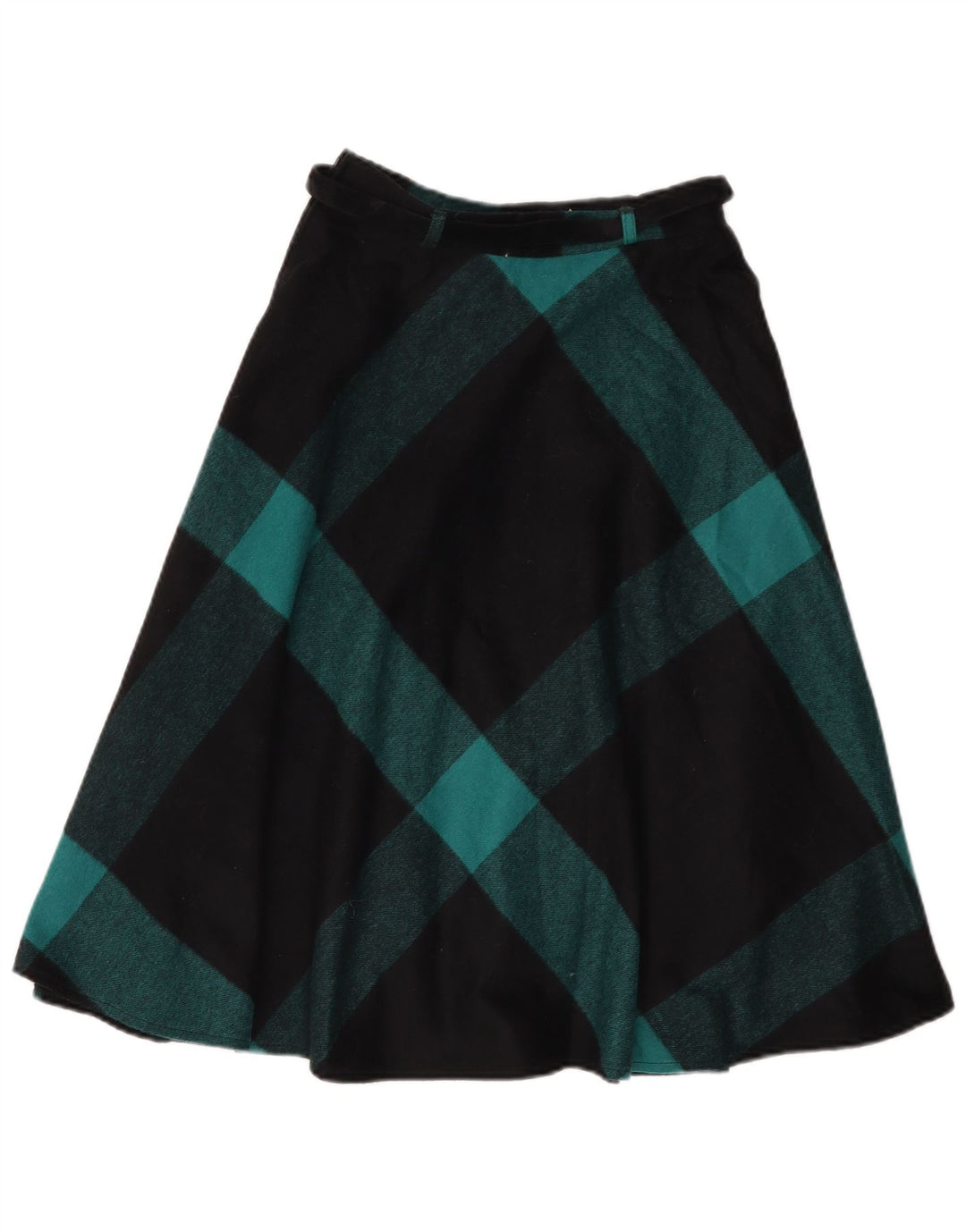 Vintage Γυναικεία Flared Φούστα IT 42 Medium W26 Black Check Wool