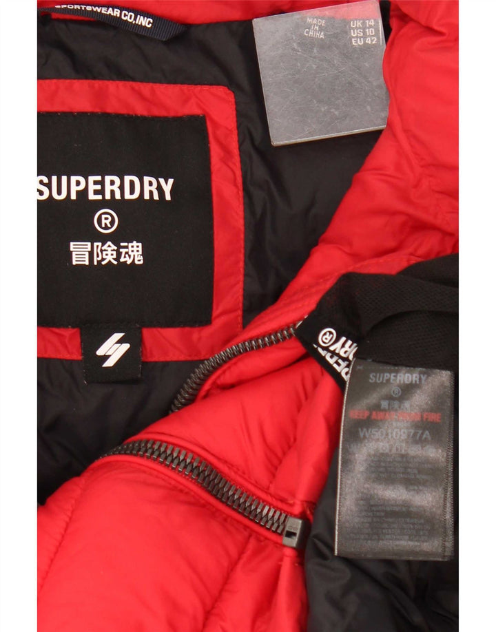 Superdry γυναικείο μπουφάν με επένδυση UK 14 μεγάλο κόκκινο πολυεστέρα