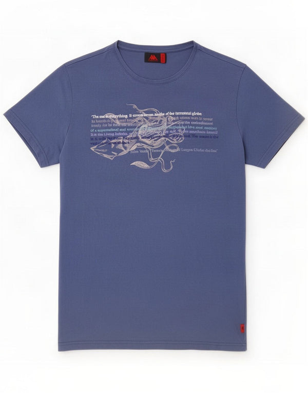 Kappa Ανδρικό γραφικό T-Shirt Top Medium Blue Cotton