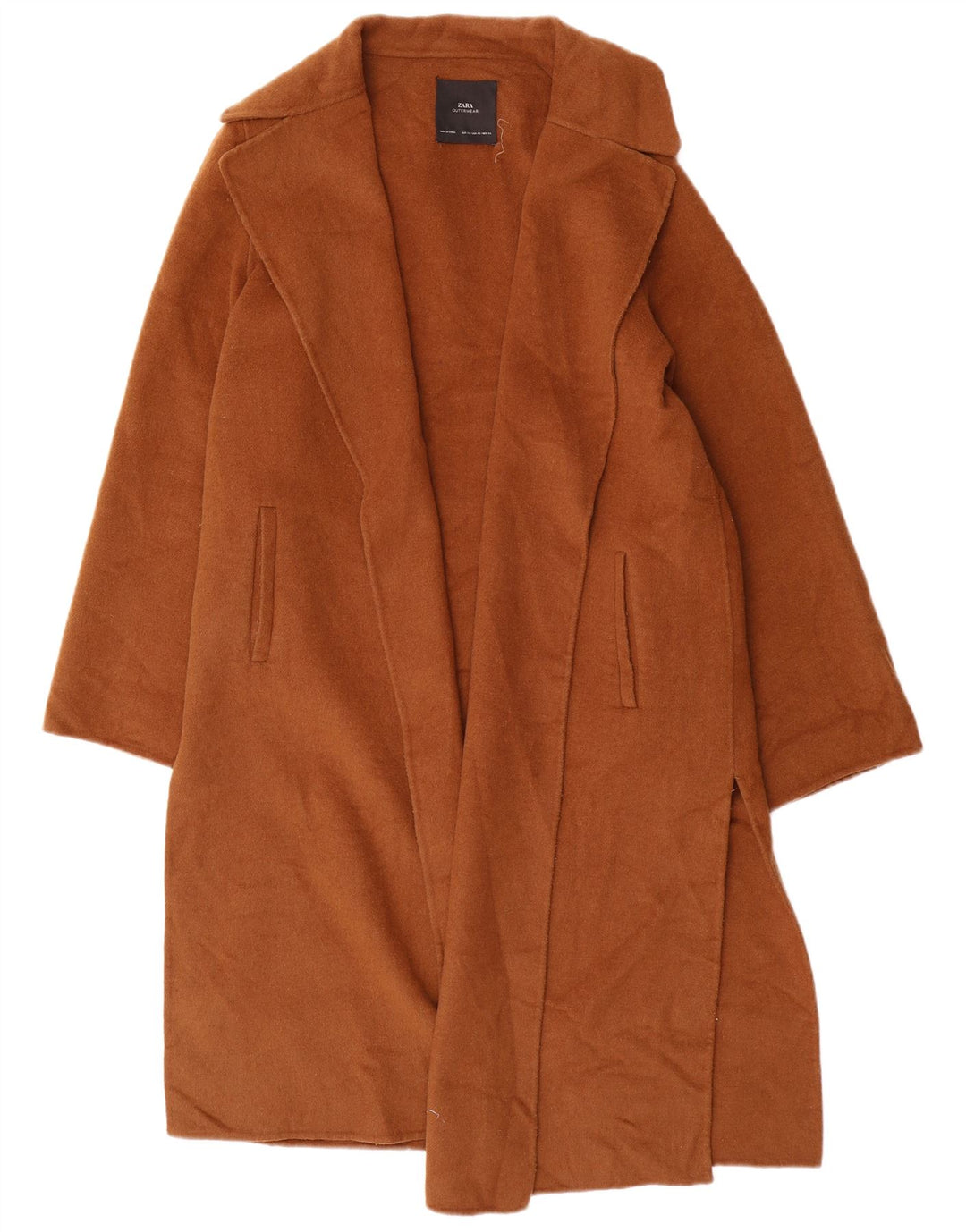 Zara Γυναικείο Ανοιχτό Πανωφόρι UK 6 XS Καφέ Μαλλί