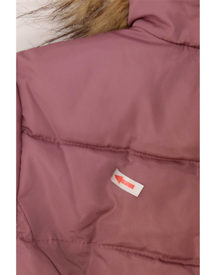 Dkny Girls Hooded Podded Coat 10-11 Years Medium Pink Polyester