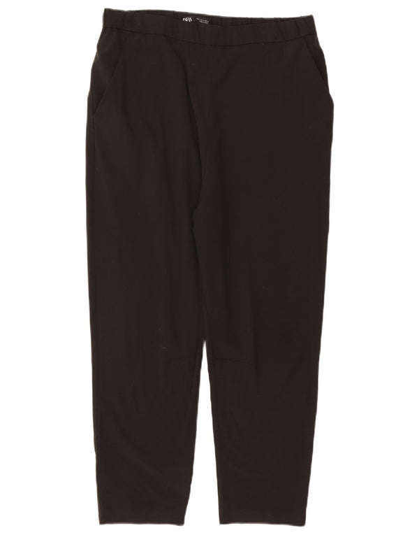 ZARA Womens High Waist Capri Trousers Large W30 L22 Black Polyester