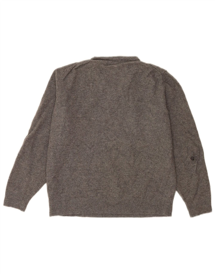 Massimo Dutti Γυναικείο πουλόβερ με λαιμόκοψη με V λαιμόκοψη, μεγάλο γκρι μαλλί