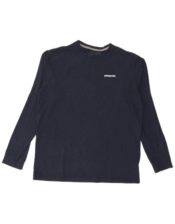 PATAGONIA Mens Regular Fit Graphic Top Long Sleeve Large Navy Blue Cotton