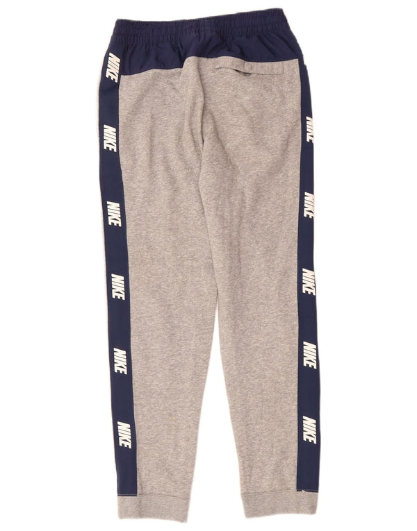 NIKE Boys Tracksuit Trousers Joggers 12-13 Years Large Grey Colourblock