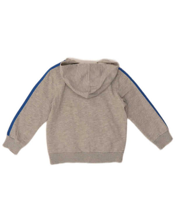 Adidas Boys Zip Hoodie Sweater 4-5 Years Grey Cotton