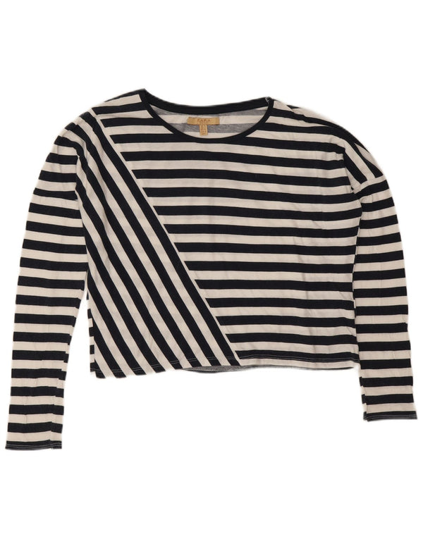 Zara Γυναικεία Crop Oversized μακρυμάνικο UK 10 Small Black ριγέ βαμβακερό