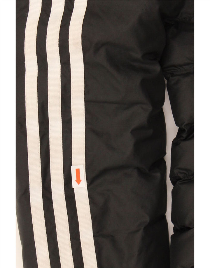 ADIDAS Womens Hooded Padded Jacket UK 8 Small Black Nylon