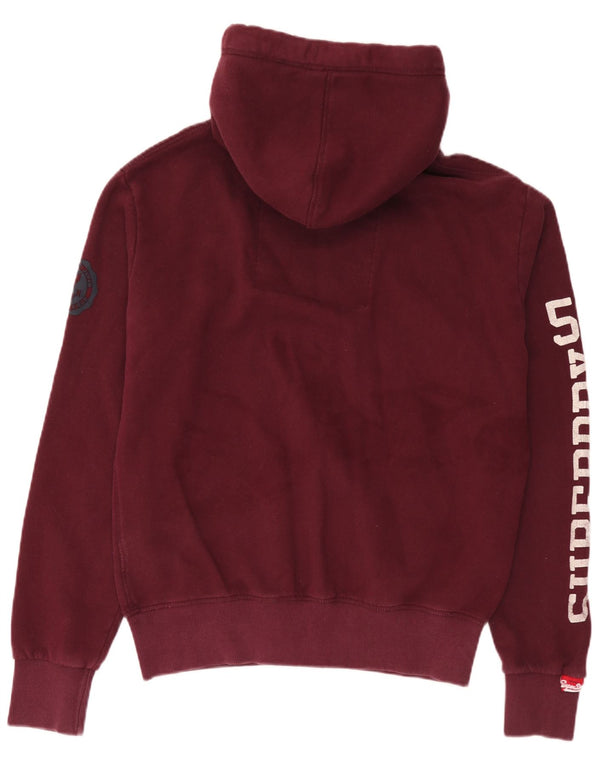 Ανδρικό πουλόβερ με κουκούλα με φερμουάρ Superdry μεγάλο βαμβακερό μπορντό