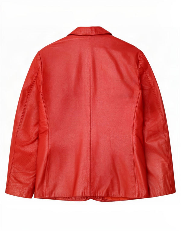 Vintage γυναικείο δερμάτινο σακάκι 2 κουμπιών UK 12 Medium Red