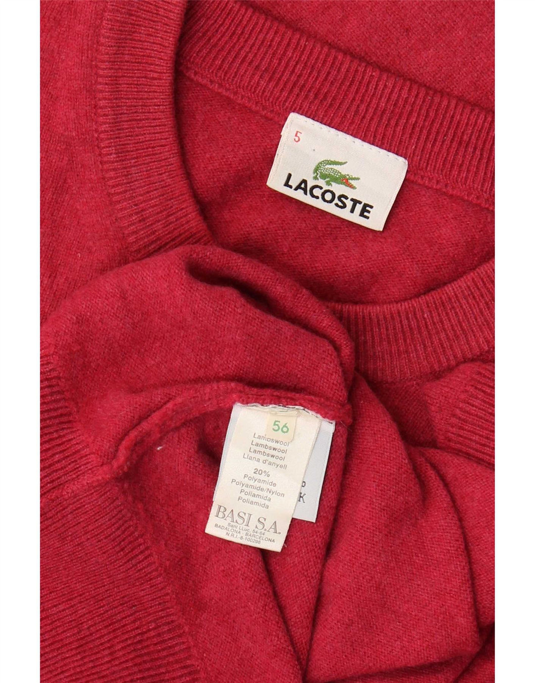 Ανδρικό πουλόβερ Lacoste Crew Neck Jumper Μέγεθος 5 Μεγάλο ροζ μαλλί αρνιού