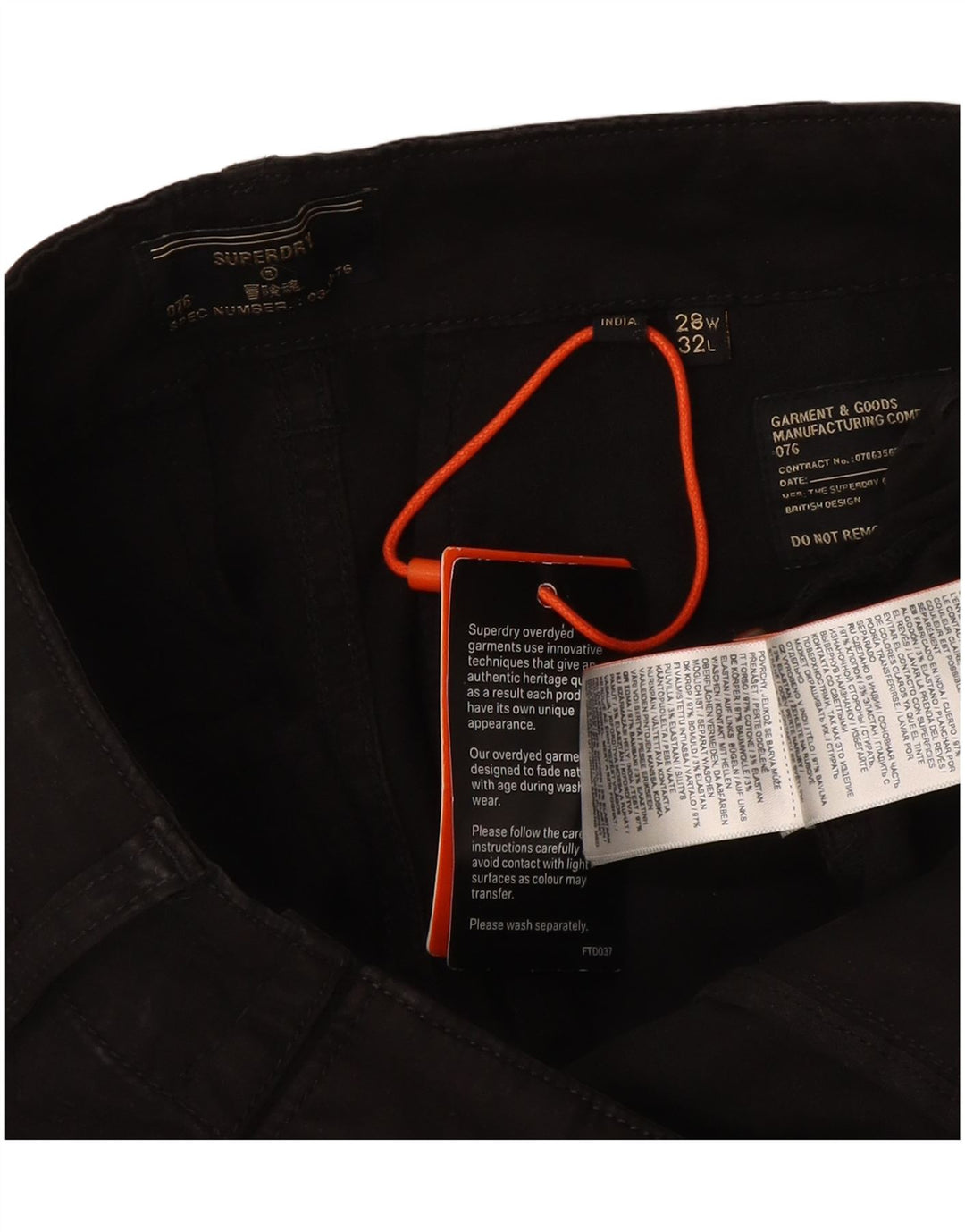 Ανδρικό Slim Cargo Παντελόνι Superdry W28 L32 Μαύρο βαμβακερό