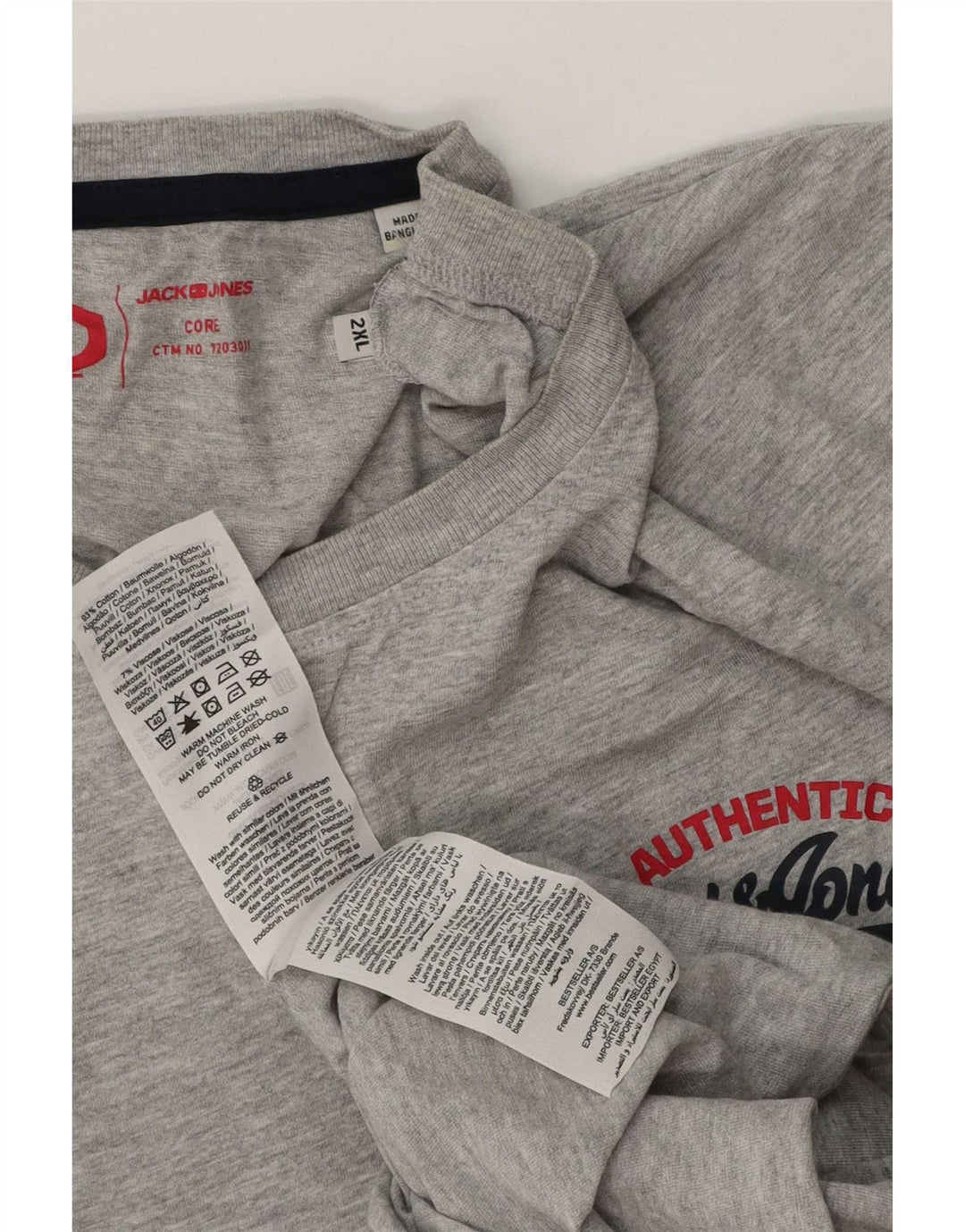 Jack & Jones Ανδρικό T-Shirt Top 2XL Γκρι βαμβακερό