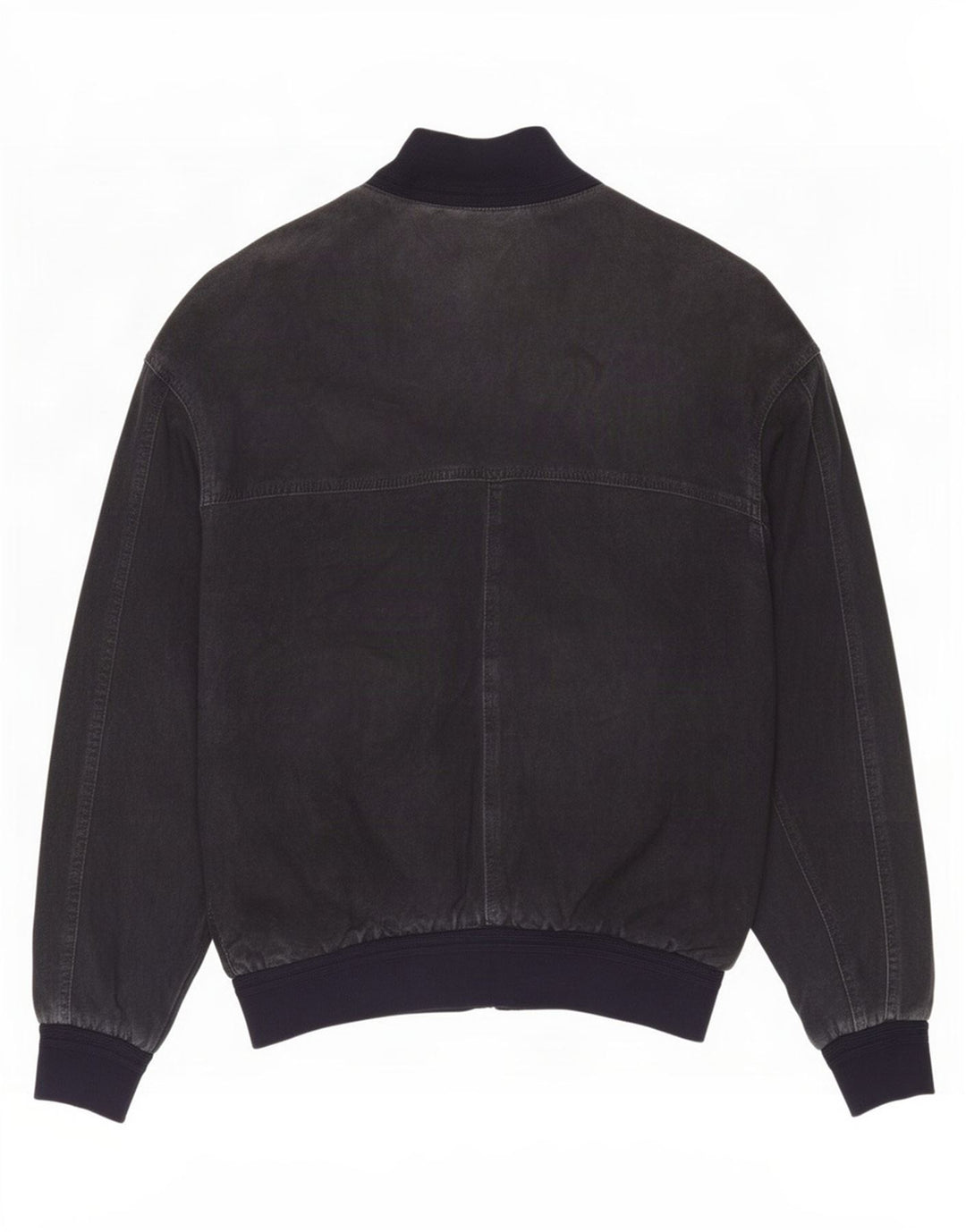 Max Mens Suede Bomber Jacket UK 38 Medium Navy Blue Leather