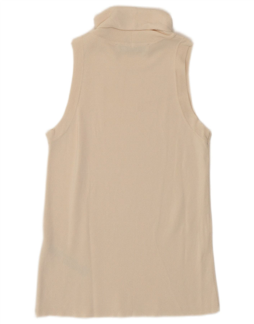 ZARA Womens Sleeveless Roll Neck Blouse Top UK 12 Medium Beige Viscose
