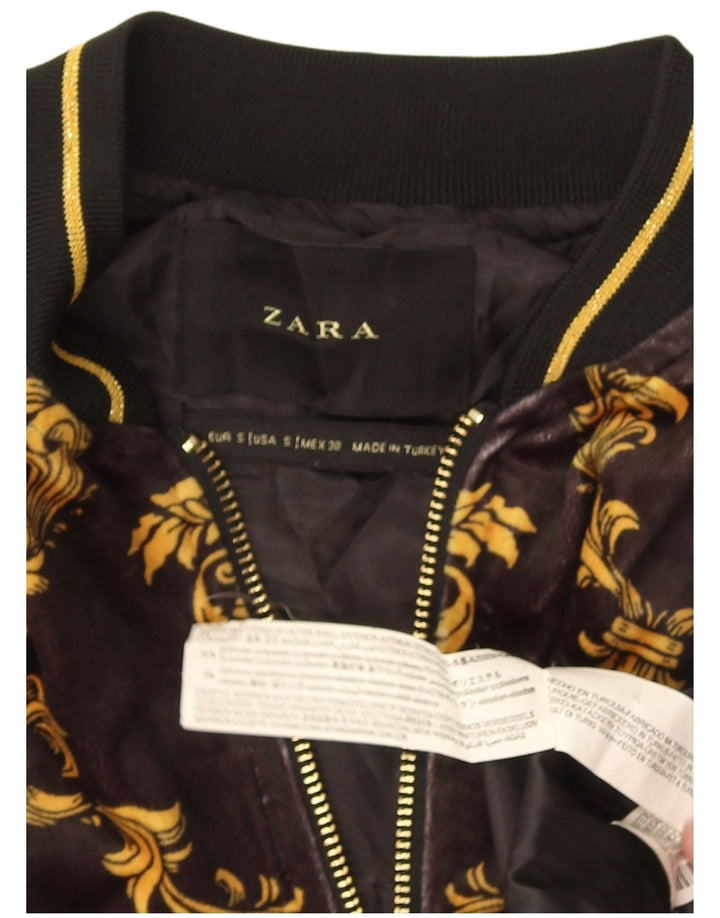 Zara Ανδρικό μπουφάν Bomber Abstract Pattern UK 36 Small Black Polyester