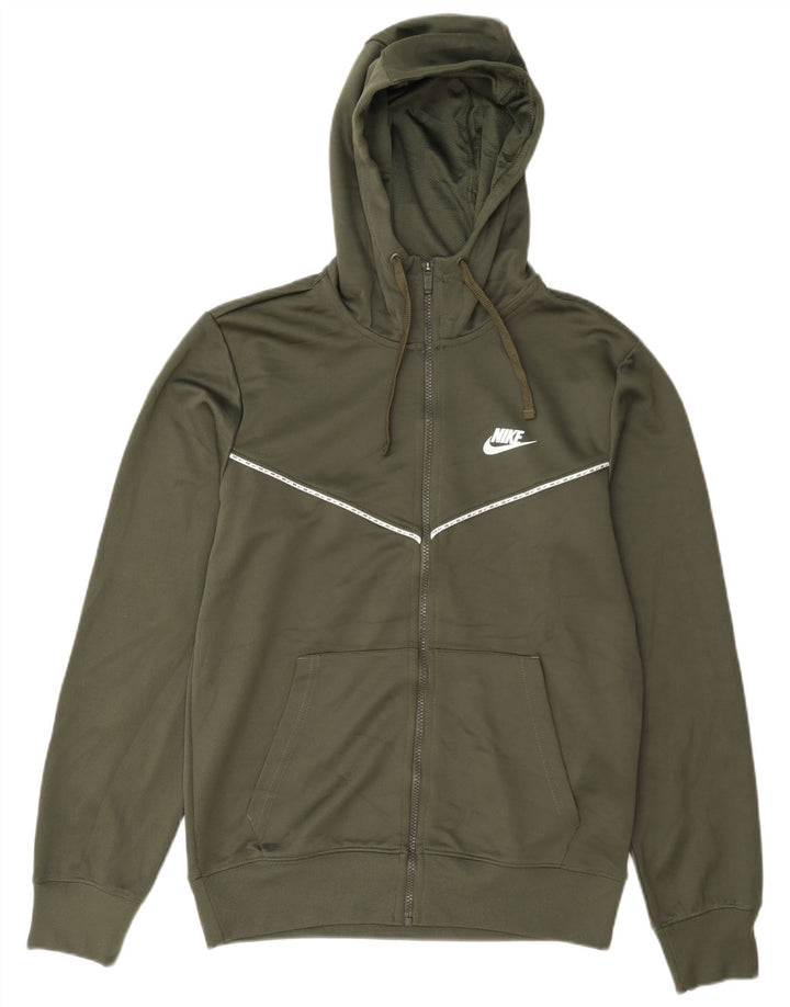 Ανδρικό πουλόβερ Nike με φερμουάρ με κουκούλα από μικρό πράσινο πολυεστέρα