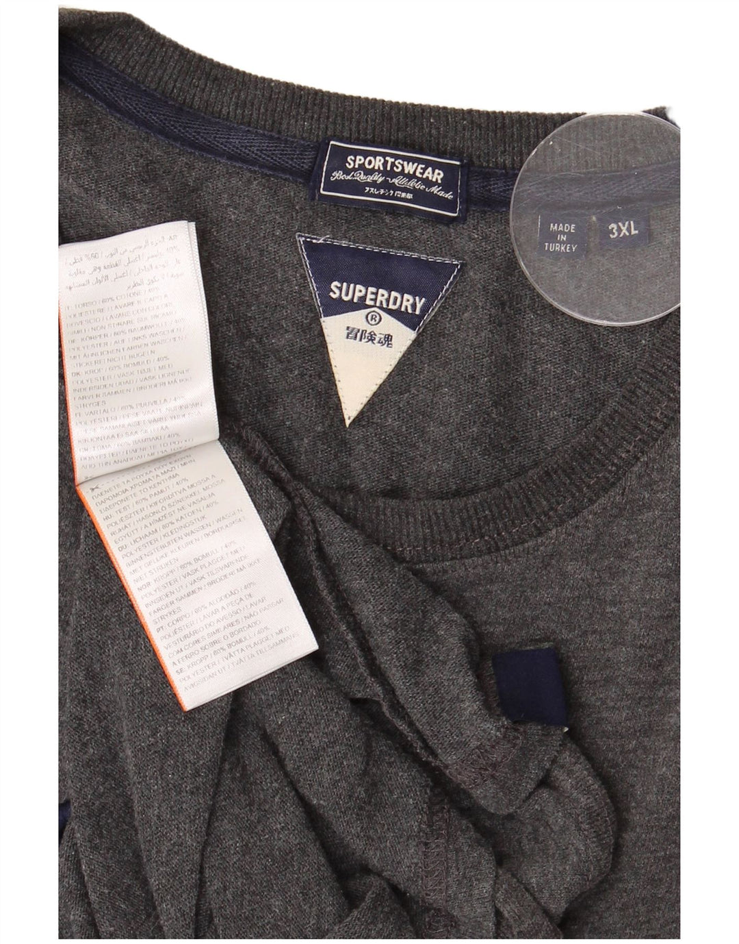 Ανδρικό γραφικό μπλουζάκι SUPERDRY Top 3XL Γκρι βαμβακερό