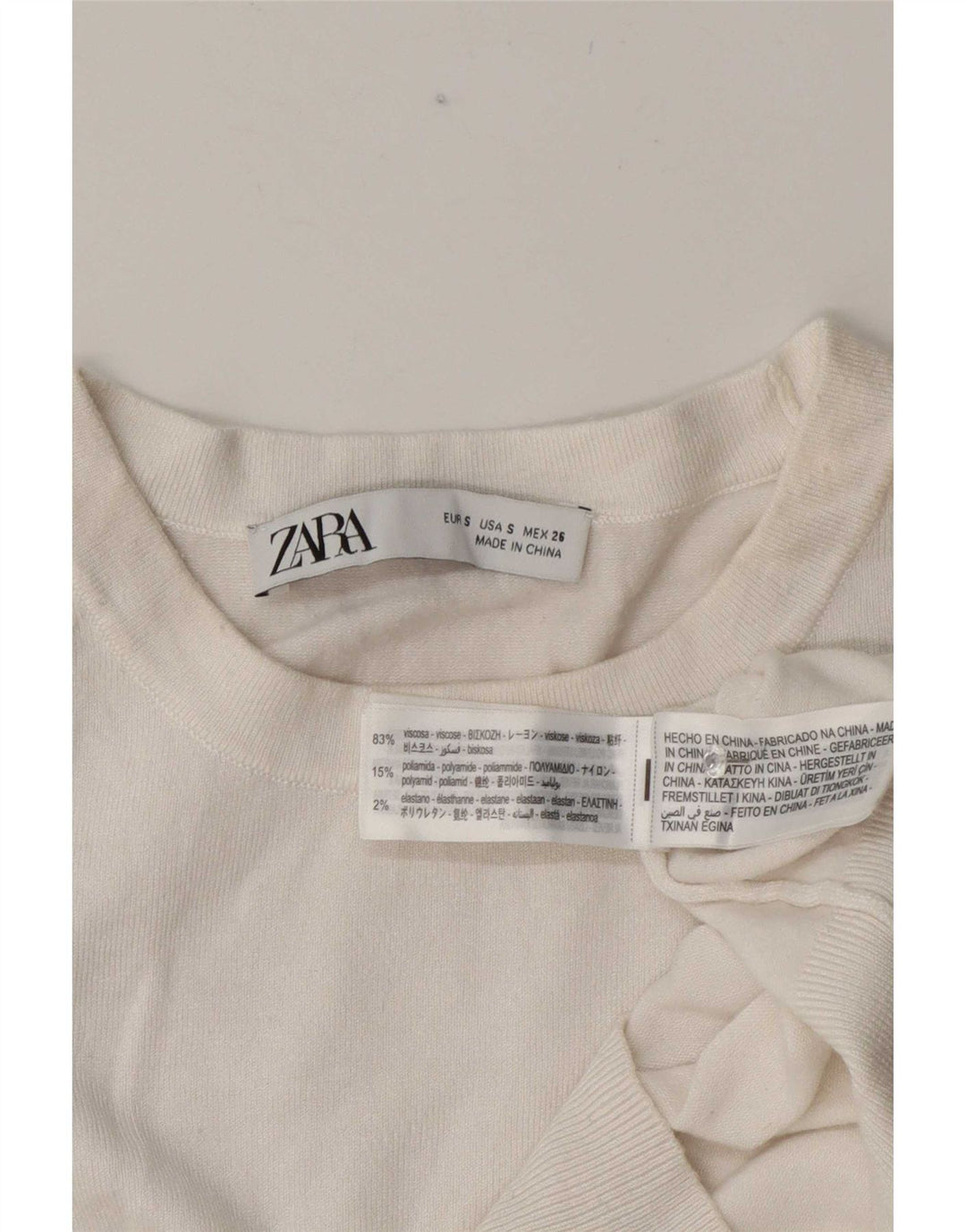 Zara Γυναικείο κοντομάνικο τοπ UK 10 Small White Viscose