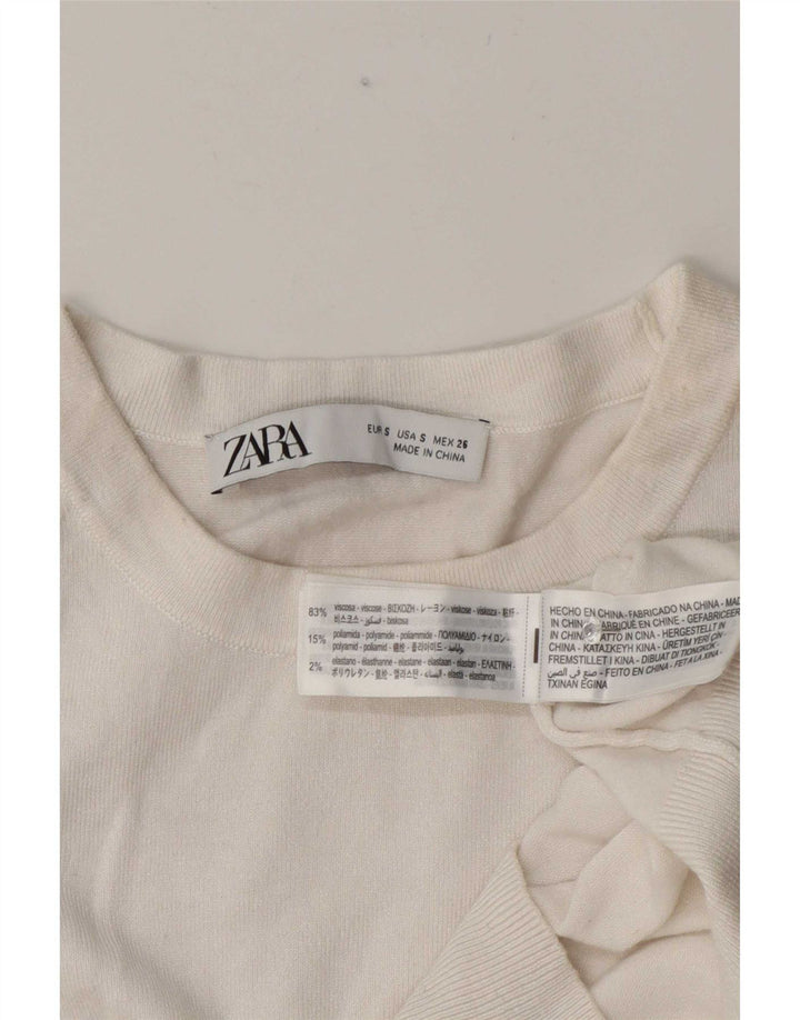Zara Γυναικείο κοντομάνικο τοπ UK 10 Small White Viscose