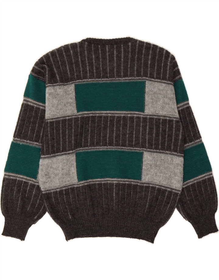 MAGNUM Womens Crew Neck Jumper Sweater UK 16 Large Grey Check Vintage Magnum and Second-Hand Magnum from Messina Hembry 