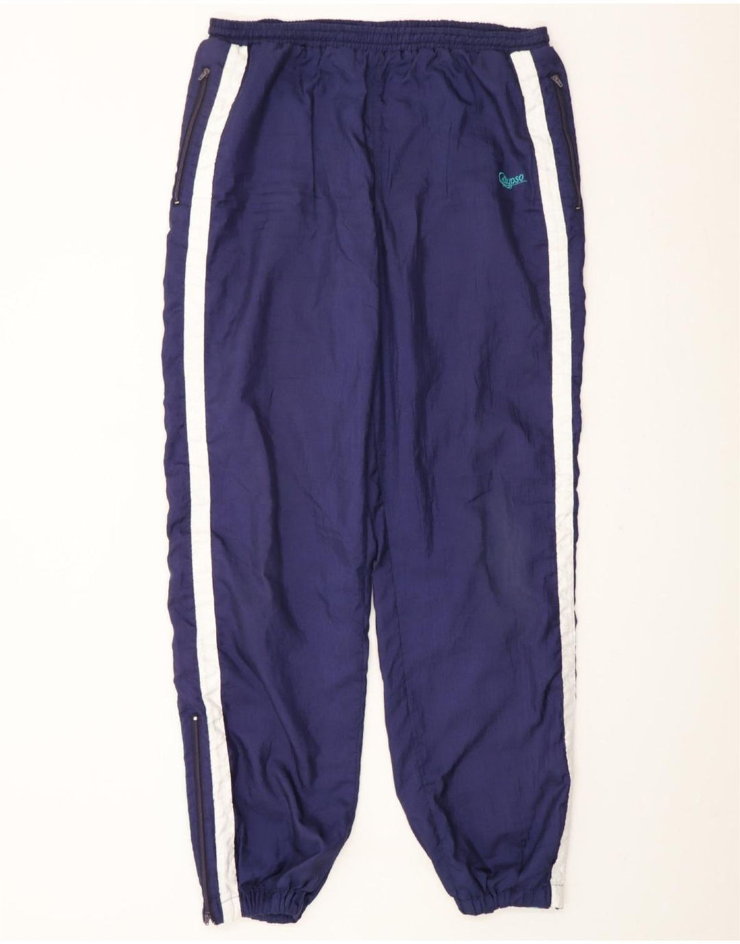 VINTAGE Mens Tracksuit Trousers Joggers Small  Blue Polyamide Vintage Vintage and Second-Hand Vintage from Messina Hembry 