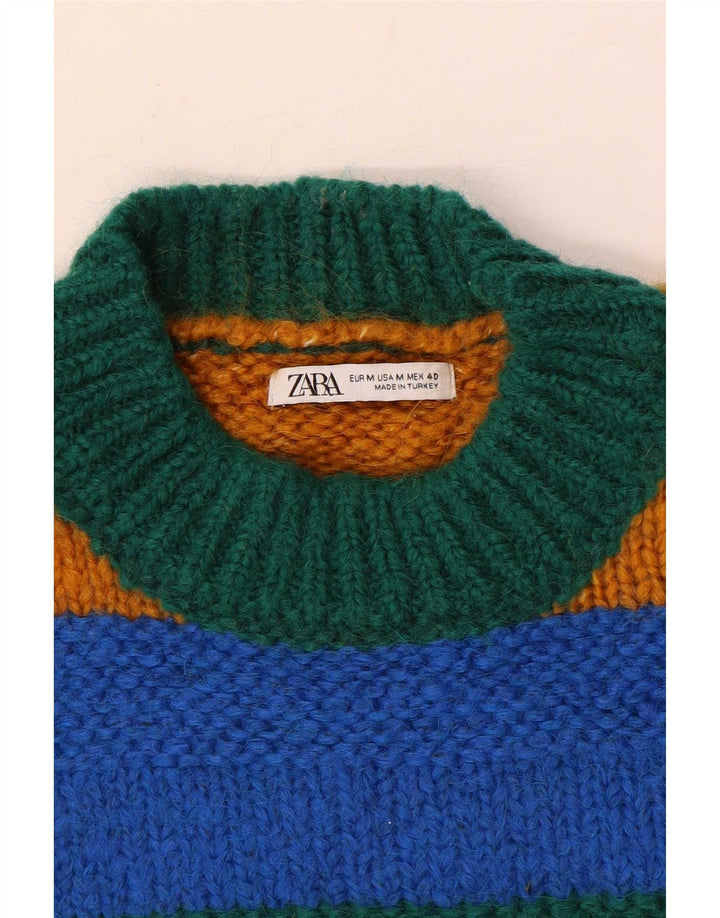 Ανδρικό πουλόβερ Zara Crew Neck Jumper Μεσαίο Πολύχρωμο Ριγέ