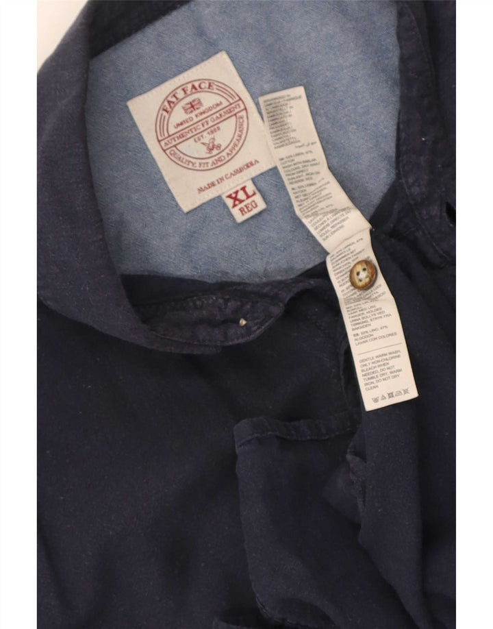 Ανδρικό κοντό μανίκι Fat Face Πουκάμισο XL Navy Blue λινό