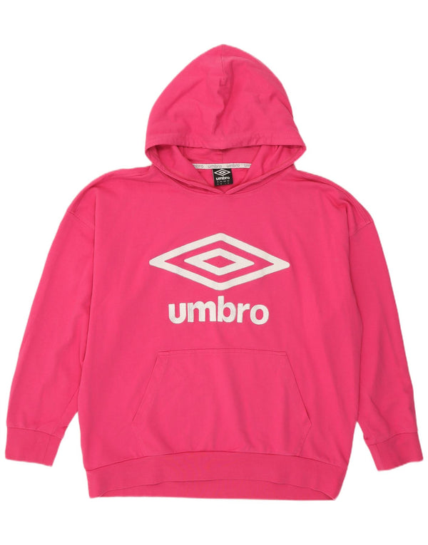 UMBRO Γυναικείο υπερμεγέθη γραφικό μπλουζάκι με κουκούλα UK 14 Μεσαίο ροζ βαμβακερό