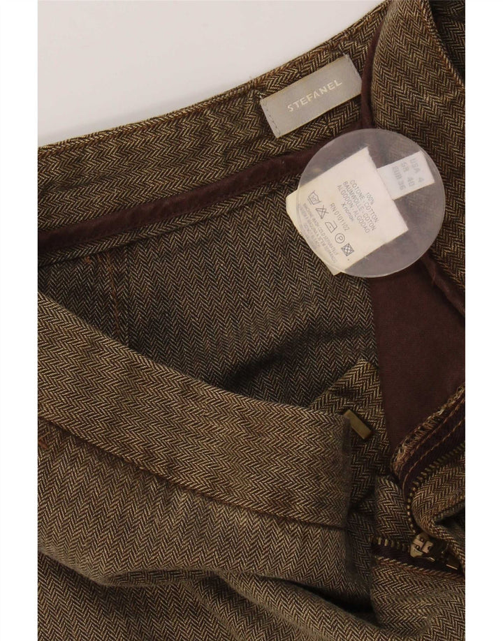 Stefanel Γυναικείο Cropped Παντελόνι EU 36 Small W28 L21 Brown Ψαροκόκκαλο