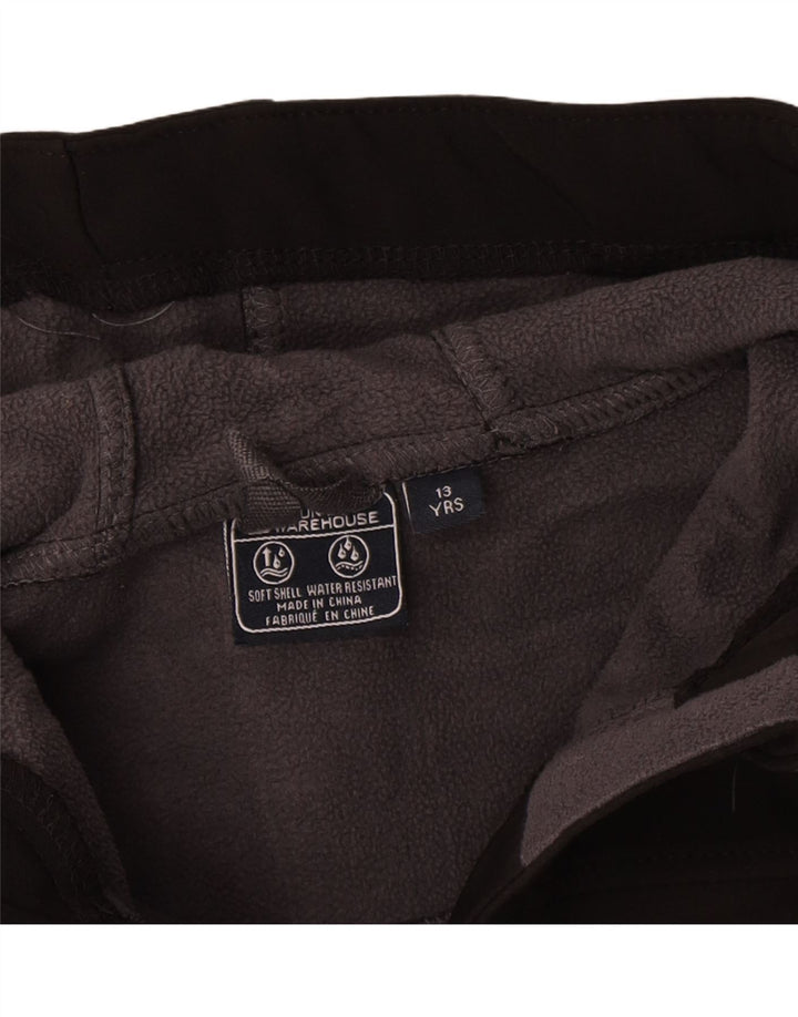 Mountain Warehouse Boys Hooded Rain Jacket 12-13 Years Black Polyester