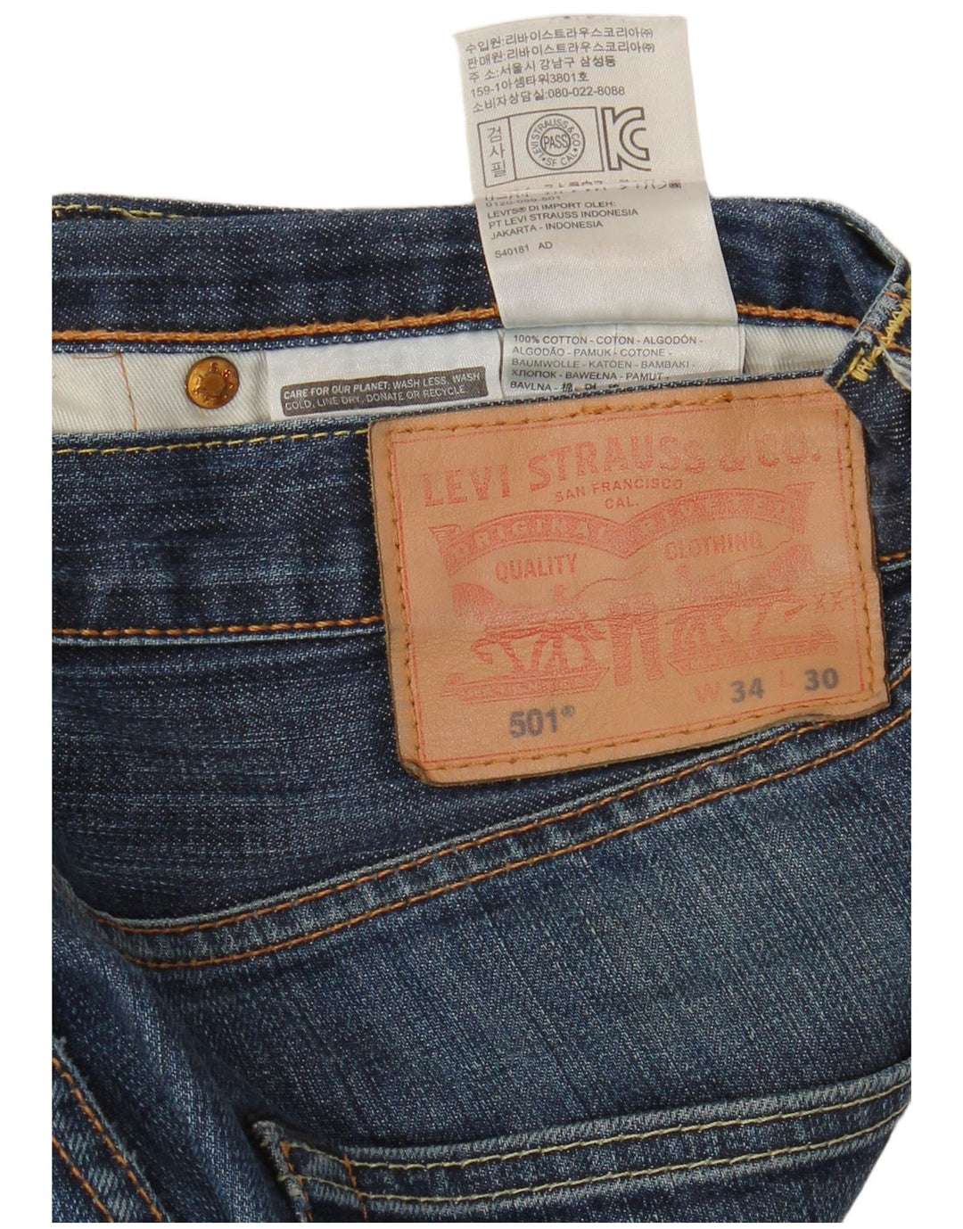 LEVI'S Ανδρικό τζιν 501 ίσιο W34 L30 Μπλε βαμβακερό