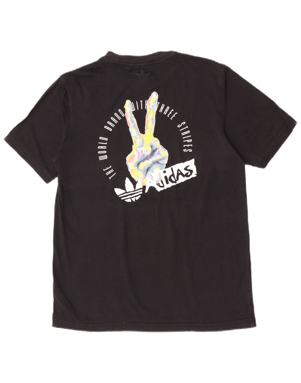 Ανδρικό γραφικό T-Shirt Adidas Top Μικρό μαύρο βαμβακερό